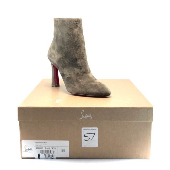 CHRISTIAN LOUBOUTIN Gray So Eleonor Velour Ankle Boots Size Eu:35 - Picture 12 of 12